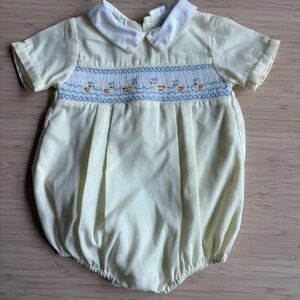 Yellow Baby Romper with White Collar